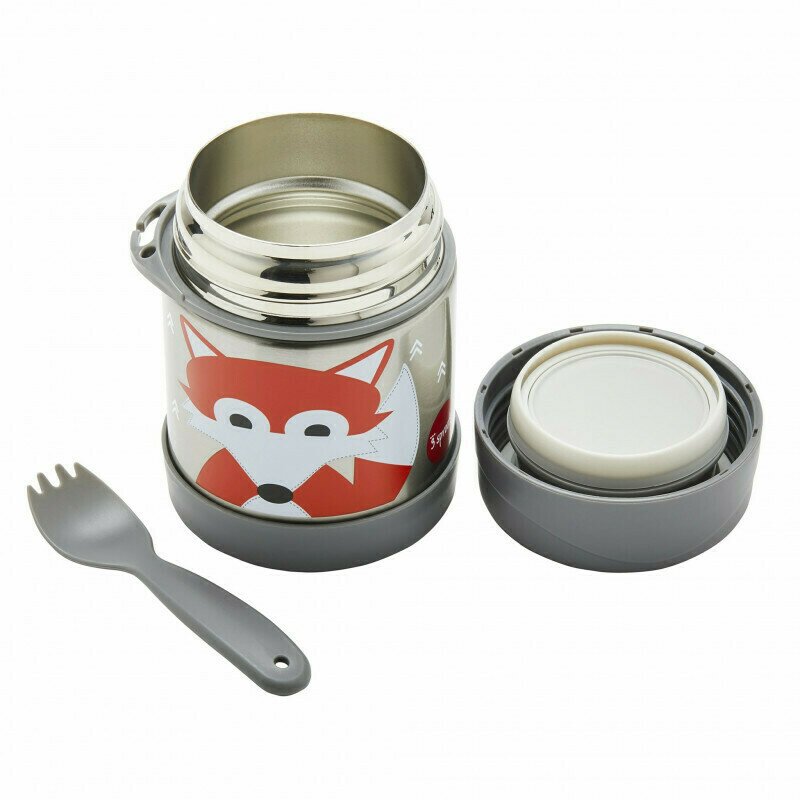 3 sprouts - Cutie alimentara din inox cu lingura-furculita, Vulpe, 3 sprouts - Cutie alimentara din inox cu lingura-furculita, Vulpe,