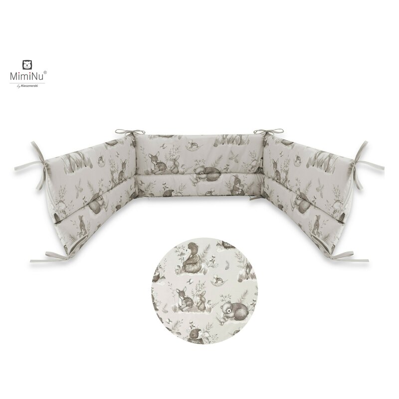 Aparatoare pentru patut, MimiNu, Din bumbac certificat Oeko Tex Standard 100, 180x30 cm, Cu panglici, Design, Calm Forest Beige Aparatoare pentru patut, MimiNu, Din bumbac certificat Oeko Tex Standard 100, 180x30 cm, Cu panglici, Design, Calm Forest Beige