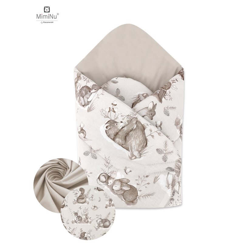 Paturica de infasat, MimiNu, Cu doua fete, Cu multiple utilizari, Cu inchidere arici velcro, Dimensiune 75x75 cm, Din bumbac certificat Oeko Tex Standard 100, Design, Calm Forest Beige Paturica de infasat, MimiNu, Cu doua fete, Cu multiple utilizari, Cu inchidere arici velcro, Dimensiune 75x75 cm, Din bumbac certificat Oeko Tex Standard 100, Design, Calm Forest Beige