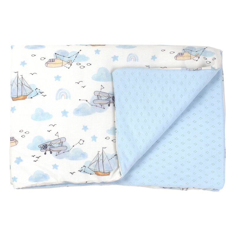 Amy - Paturica pentru copii din bambus cu doua fete Bamboo Nori calatori, 100x70cm Amy - Paturica pentru copii din bambus cu doua fete Bamboo Nori calatori, 100x70cm