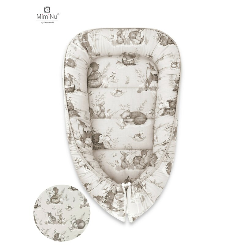 Cosulet bebelus, MimiNu, Pentru dormit, Baby Cocoon 75x55 cm, Husa 100% bumbac, Din bumbac certificat Oeko Tex Standard 100, Design Calm Forest Beige Cosulet bebelus, MimiNu, Pentru dormit, Baby Cocoon 75x55 cm, Husa 100% bumbac, Din bumbac certificat Oeko Tex Standard 100, Design Calm Forest Beige