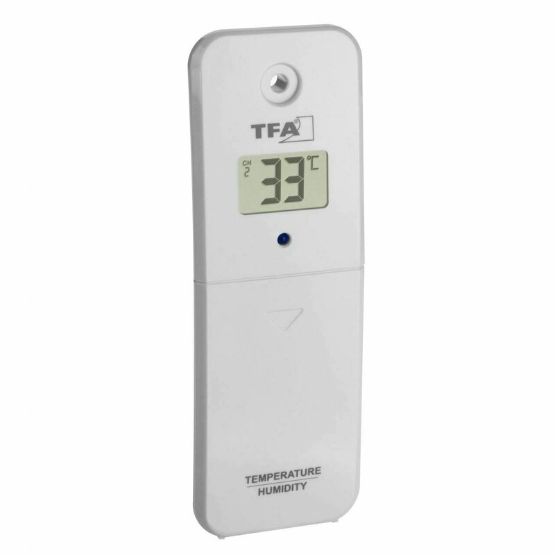 Transmitator wireless digital pentru temperatura si umiditate, afisaj LCD, alb, compatibil MARBELLA, TFA 30.3239.02 Transmitator wireless digital pentru temperatura si umiditate, afisaj LCD, alb, compatibil MARBELLA, TFA 30.3239.02