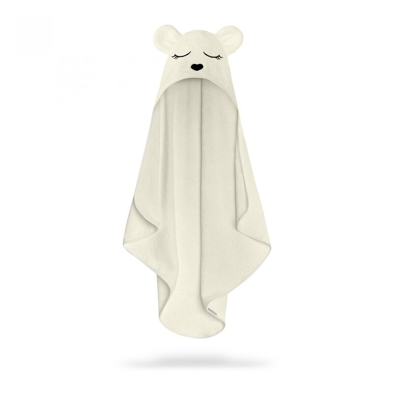 Babysteps - Prosop din fibra de bambus cu gluga pentru bebelusi si copii, Teddy Ecri, marimea S 85x90cm Babysteps - Prosop din fibra de bambus cu gluga pentru bebelusi si copii, Teddy Ecri, marimea S 85x90cm