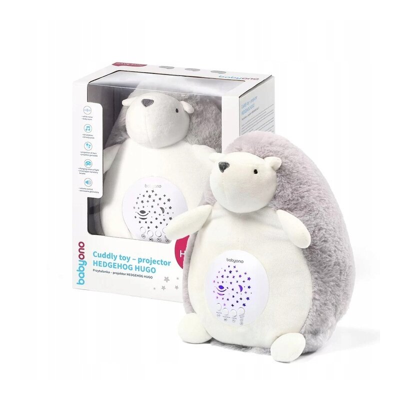 Lampa de veghe, BabyOno, Cu sunete si proiector de lumini, Cu senzor de sunet, Lavabila in masina de spalat, Ariciul Hugo, Gri Lampa de veghe, BabyOno, Cu sunete si proiector de lumini, Cu senzor de sunet, Lavabila in masina de spalat, Ariciul Hugo, Gri