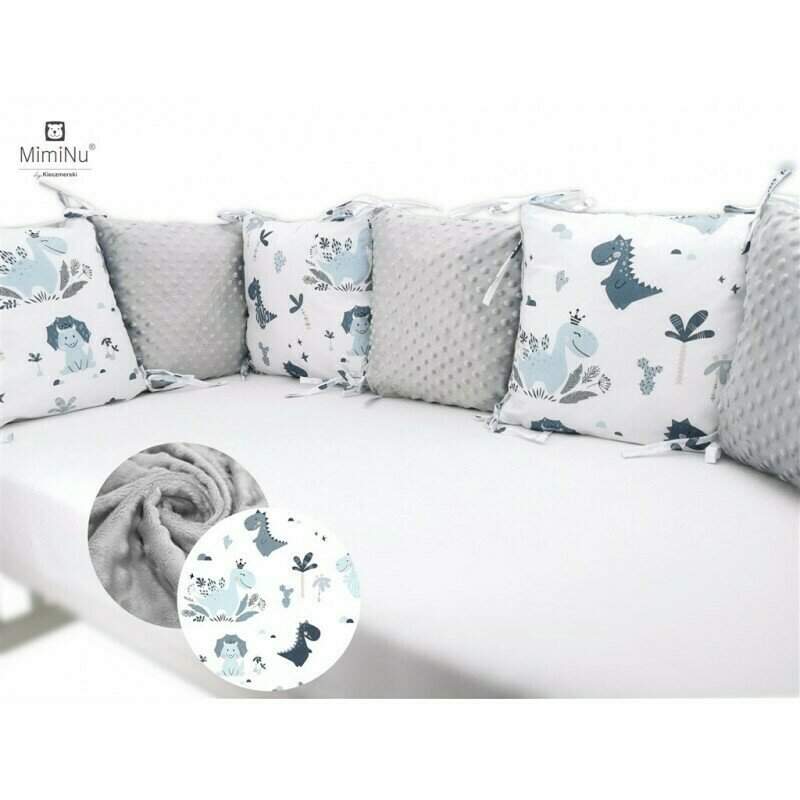 Aparatoare pentru patut, MimiNu, Cu 6 pernute, Cu fermoar, Cu husa lavabila, Pentru patut 120X60 cm, Din bumbac si tesatura pufoasa Minky, Materiale certificate Oeko Tex Standard 100, Minky Dino Granat Aparatoare pentru patut, MimiNu, Cu 6 pernute, Cu fermoar, Cu husa lavabila, Pentru patut 120X60 cm, Din bumbac si tesatura pufoasa Minky, Materiale certificate Oeko Tex Standard 100, Minky Dino Granat