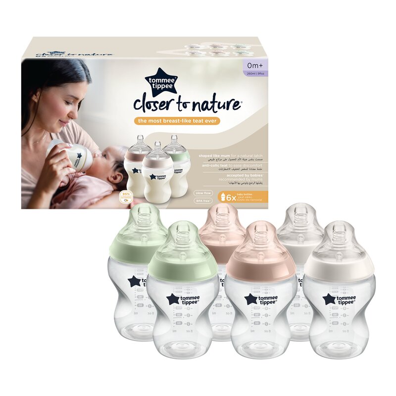 Biberon Tommee Tippee Closer to Nature, 260 ml, PP, 0 luni +, 6 buc Biberon Tommee Tippee Closer to Nature, 260 ml, PP, 0 luni +, 6 buc