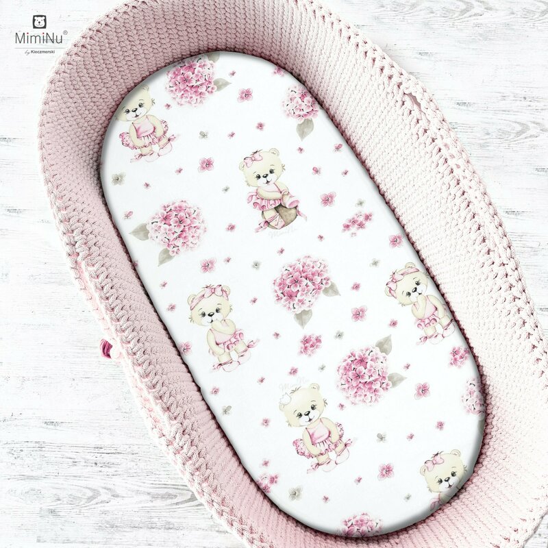 Cearceaf cu elastic, MimiNu, Pentru landou, carucior si cosulet, Dimensiune 80x35 cm, Din bumbac certificat Oeko Tex Standard 100, Design, Pink Ballerina Cearceaf cu elastic, MimiNu, Pentru landou, carucior si cosulet, Dimensiune 80x35 cm, Din bumbac certificat Oeko Tex Standard 100, Design, Pink Ballerina