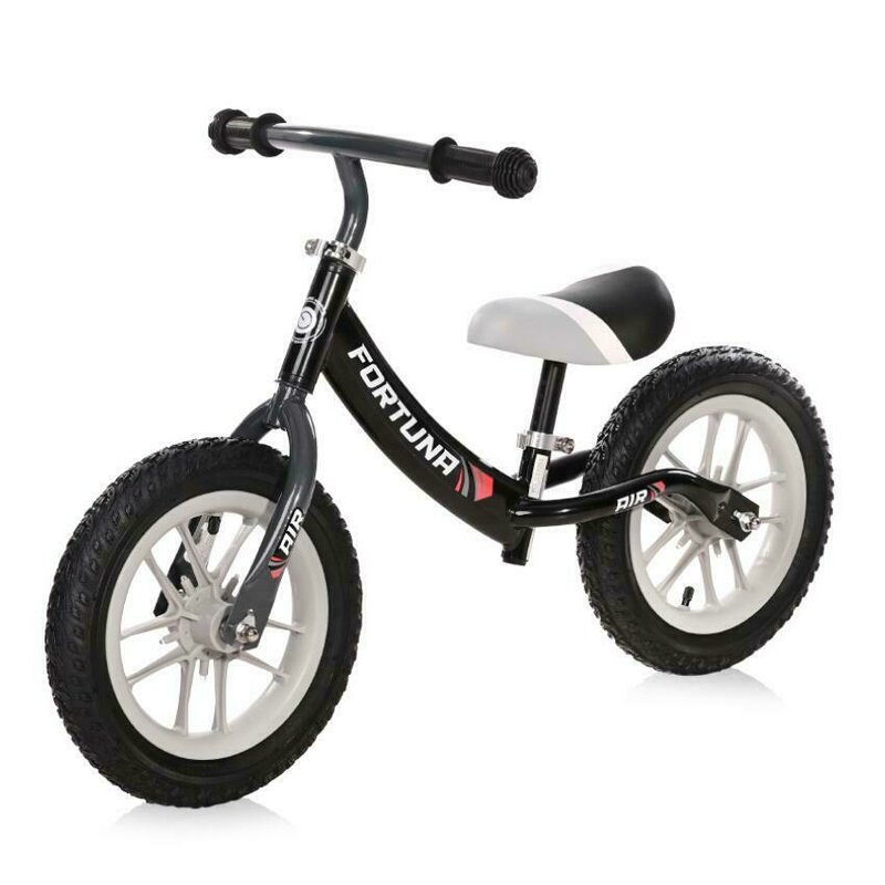Lorelli - Bicicleta de echilibru, Fortuna Air, 2-5 Ani, 12 inch, anvelope cu camera, jante cu leduri, Black & Grey Lorelli - Bicicleta de echilibru, Fortuna Air, 2-5 Ani, 12 inch, anvelope cu camera, jante cu leduri, Black & Grey