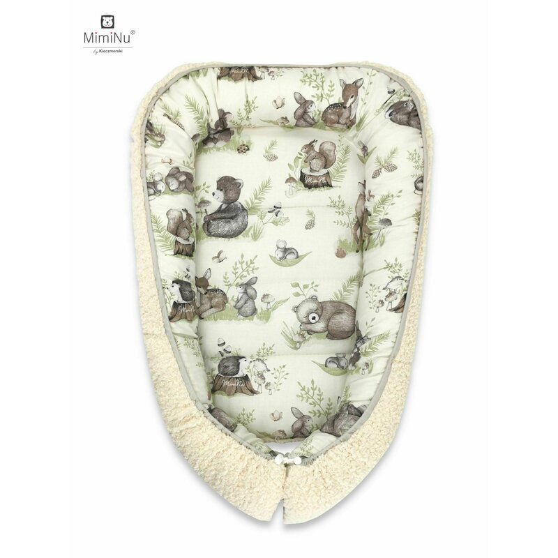 Cosulet bebelus, MimiNu, Pentru dormit, Baby Cocoon 75x55 cm, Cu doua fete, Din tesatura imitatie de lana si bumbac, Materiale certificate Oeko Tex Standard 100, Ecru Calm Forest Natural Cosulet bebelus, MimiNu, Pentru dormit, Baby Cocoon 75x55 cm, Cu doua fete, Din tesatura imitatie de lana si bumbac, Materiale certificate Oeko Tex Standard 100, Ecru Calm Forest Natural