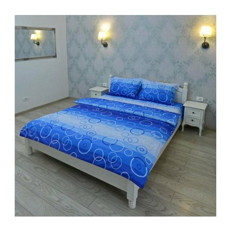 Lenjerie pentru 2 persoane Somnart Ultrasleep XXL, bumbac 100%, albastru, model cercuri Lenjerie pentru 2 persoane Somnart Ultrasleep XXL, bumbac 100%, albastru, model cercuri