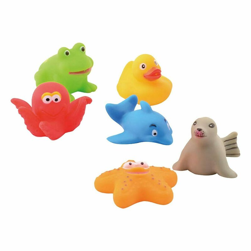 Set jucarii de baie, Happy World, Din cauciuc, 6 buc, 6 luni+, Multicolor Set jucarii de baie, Happy World, Din cauciuc, 6 buc, 6 luni+, Multicolor