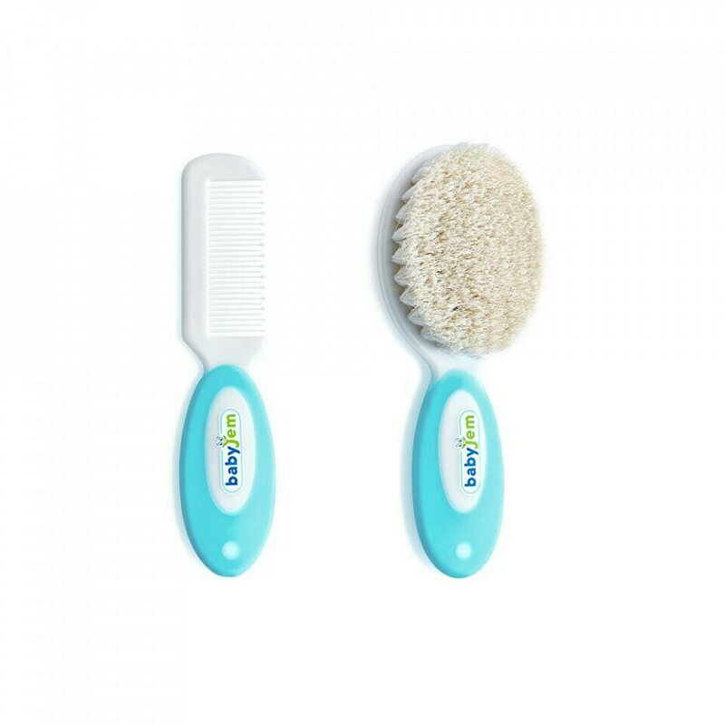 Set pieptan si perie, BabyJem, Din peri naturali, 0 luni+, Albastru Set pieptan si perie, BabyJem, Din peri naturali, 0 luni+, Albastru