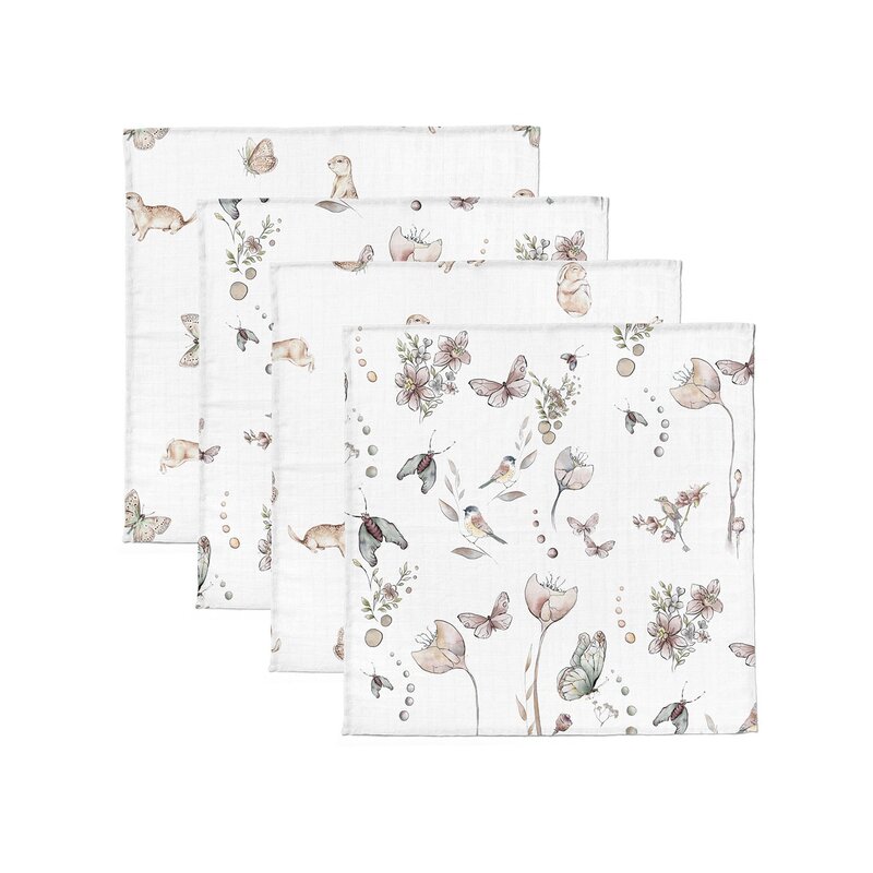 Babysteps - Set 4 Museline din bumbac si bambus, Scutec multifunctional Natura, 30 x 30 cm Babysteps - Set 4 Museline din bumbac si bambus, Scutec multifunctional Natura, 30 x 30 cm
