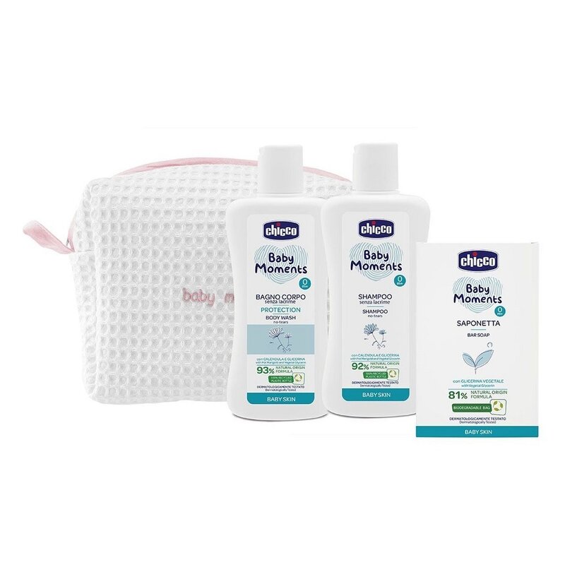 Set 3 in 1, Chicco, Sampon de corp, Sampon de Par, Sapun, Pentru bebelusi, In geanta cu fermoar, Roz Set 3 in 1, Chicco, Sampon de corp, Sampon de Par, Sapun, Pentru bebelusi, In geanta cu fermoar, Roz