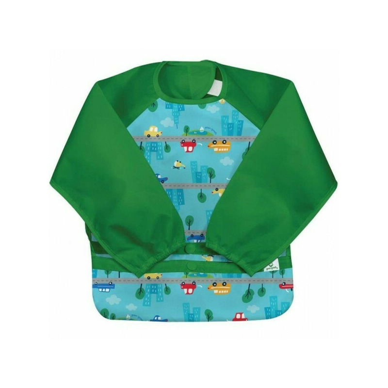 Bavetica Aqua Cars multifunctionala cu maneci lungi 12-24 luni - Green Sprouts Bavetica Aqua Cars multifunctionala cu maneci lungi 12-24 luni - Green Sprouts