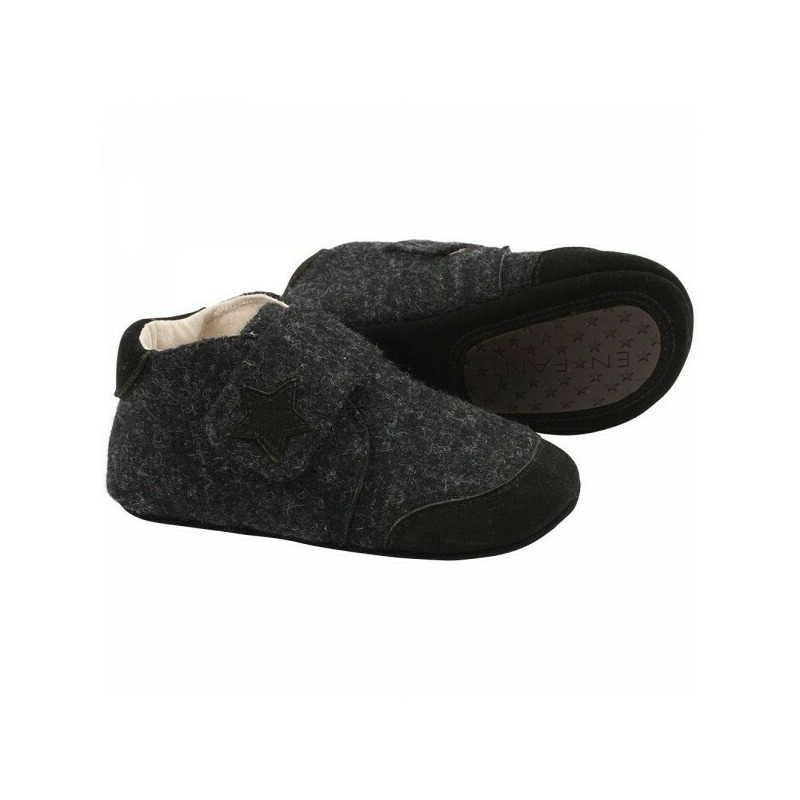 Dark Grey 34 - Papuci din lana cu scai si talpa antiderapanta - En Fant Dark Grey 34 - Papuci din lana cu scai si talpa antiderapanta - En Fant
