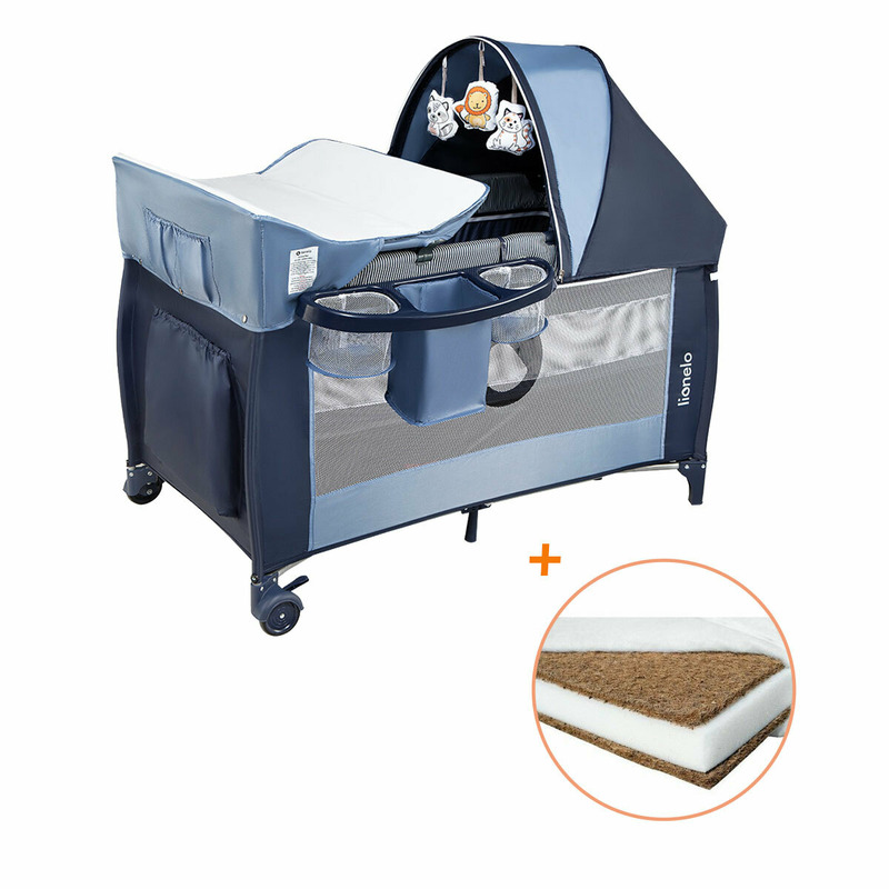 Lionelo - Patut pliant cu doua nivele, Sven Plus, 120x60 cm, Cu accesorii, EN716, EN12221, Blue Navy + Babyneeds - Saltea cocos 120x60x8 cm Lionelo - Patut pliant cu doua nivele, Sven Plus, 120x60 cm, Cu accesorii, EN716, EN12221, Blue Navy + Babyneeds - Saltea cocos 120x60x8 cm