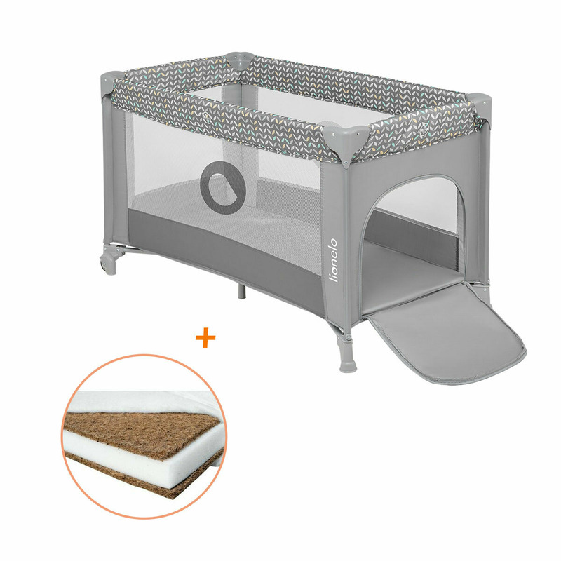 Lionelo - Patut pliant cu un nivel Stefi, 120x60 cm, Cu intrare laterala cu fermoar, EN716, Grey + Babyneeds - Saltea cocos 120x60x8 cm Lionelo - Patut pliant cu un nivel Stefi, 120x60 cm, Cu intrare laterala cu fermoar, EN716, Grey + Babyneeds - Saltea cocos 120x60x8 cm