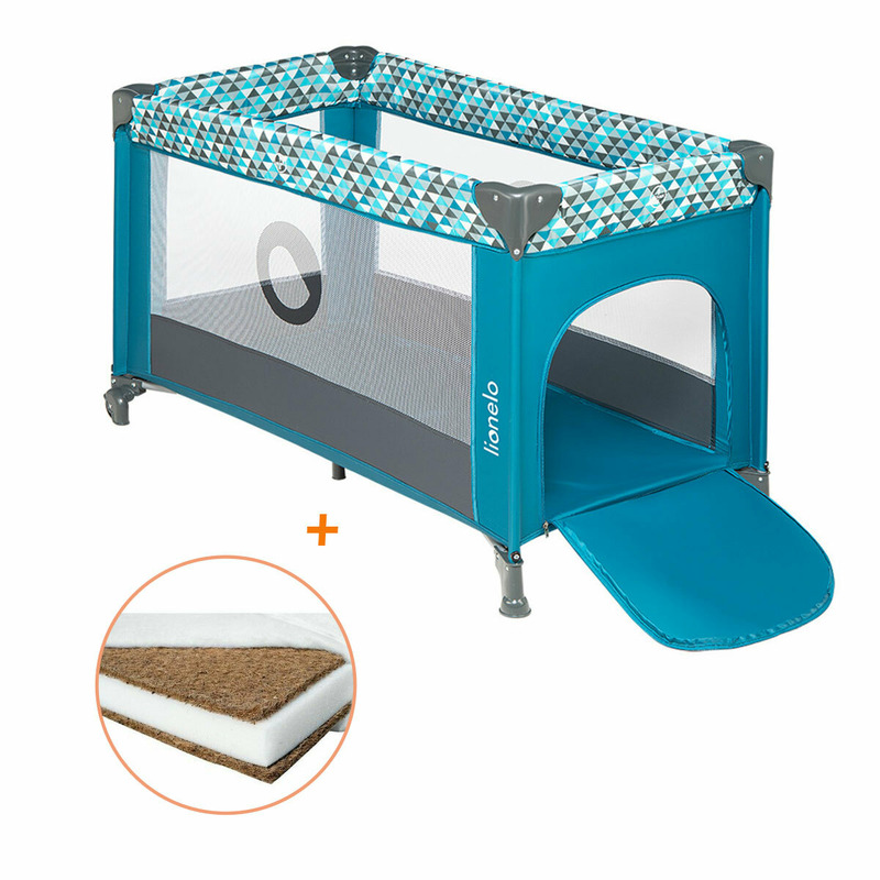 Lionelo - Patut pliant cu un nivel Stefi, 120x60 cm, Cu intrare laterala cu fermoar, EN716, Turquoise + Babyneeds - Saltea cocos 120x60x12 cm Lionelo - Patut pliant cu un nivel Stefi, 120x60 cm, Cu intrare laterala cu fermoar, EN716, Turquoise + Babyneeds - Saltea cocos 120x60x12 cm