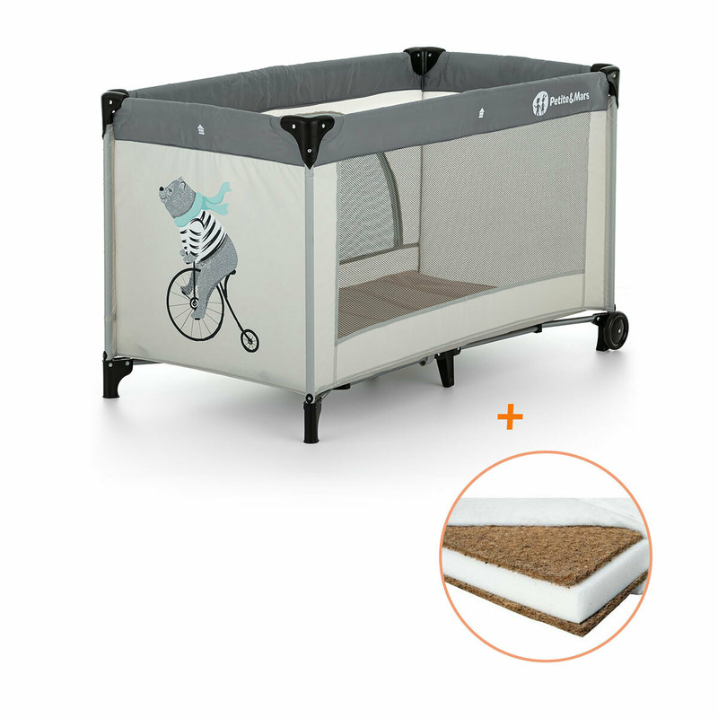 Petite&Mars - Patut pliant cu un nivel, 120x60 cm, EN 716-1:207+AC:2019, EN 716-2:2017, EN 71-3:2019,Nyja Teddy Biker, Grey + Babyneeds - Saltea cocos 120x60x10 cm Petite&Mars - Patut pliant cu un nivel, 120x60 cm, EN 716-1:207+AC:2019, EN 716-2:2017, EN 71-3:2019,Nyja Teddy Biker, Grey + Babyneeds - Saltea cocos 120x60x10 cm