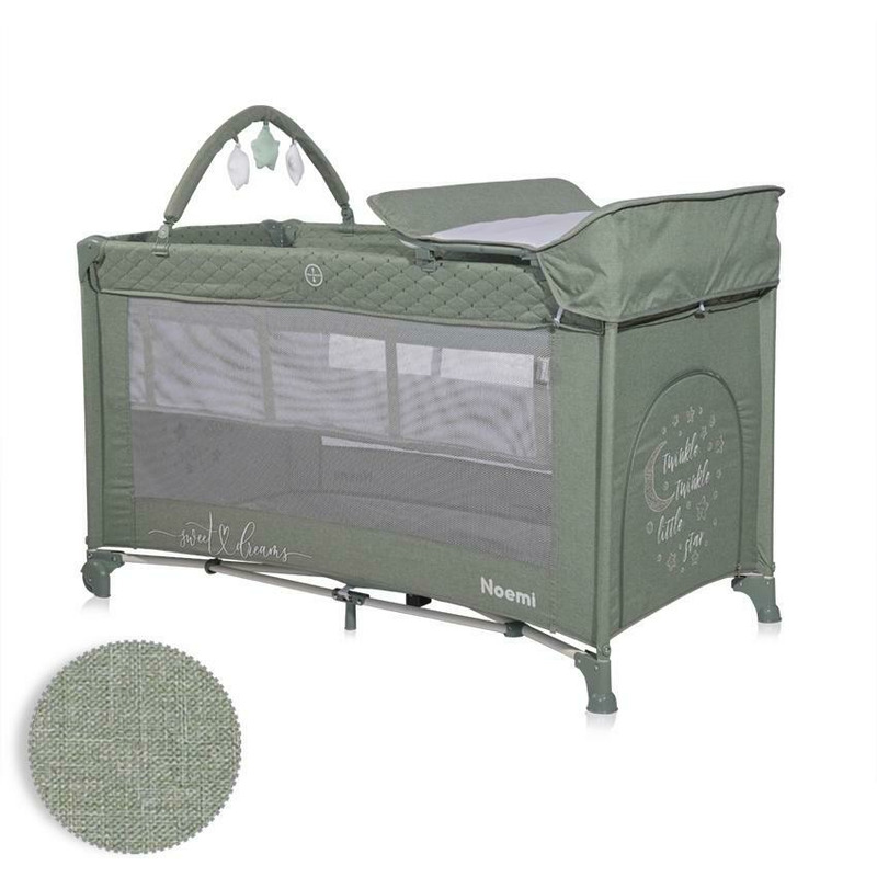 Patut pliabil Noemi Plus, 2 nivele cu accesorii, Iceberg Green Star Patut pliabil Noemi Plus, 2 nivele cu accesorii, Iceberg Green Star