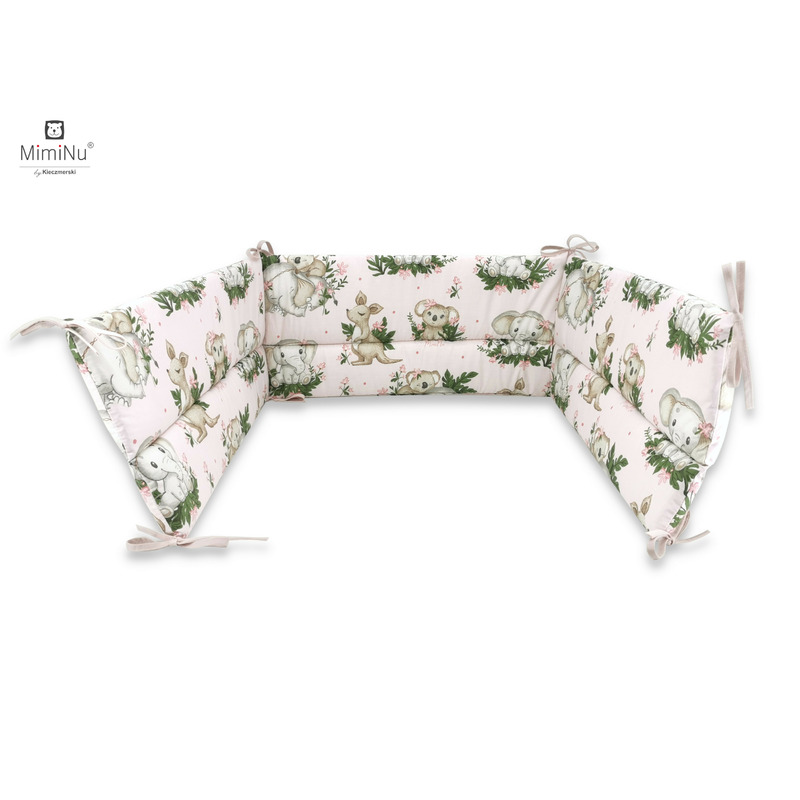 Aparatoare pentru patut, MimiNu, Din bumbac certificat Oeko Tex Standard 100, 180x30 cm, Cu panglici, Design, Baby Animals Aparatoare pentru patut, MimiNu, Din bumbac certificat Oeko Tex Standard 100, 180x30 cm, Cu panglici, Design, Baby Animals