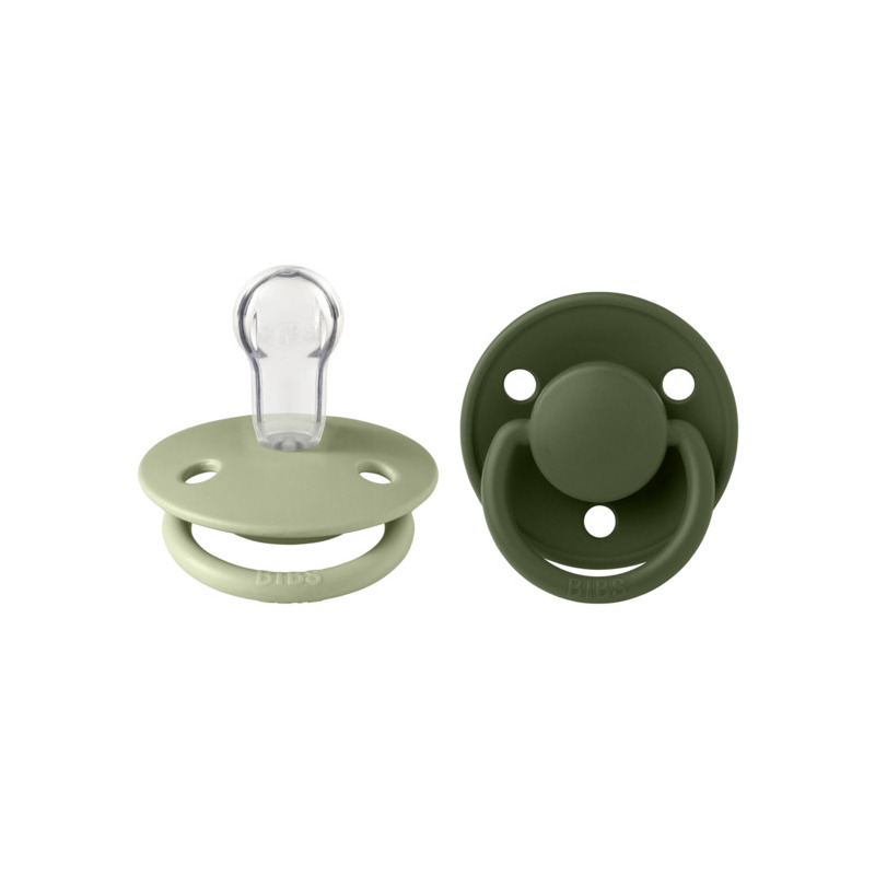 BIBS - Set 2 suzete De Lux Silicon, tetina rotunda, marime universala-Sage/Hunter Green BIBS - Set 2 suzete De Lux Silicon, tetina rotunda, marime universala-Sage/Hunter Green