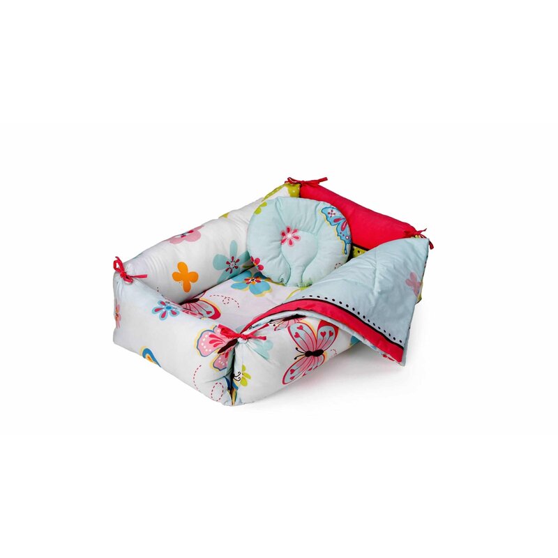 Set reductor bebe nest + paturica + pernuta pentru formarea capului bebelusului SomnArt, model fluturi, Bleu Set reductor bebe nest + paturica + pernuta pentru formarea capului bebelusului SomnArt, model fluturi, Bleu