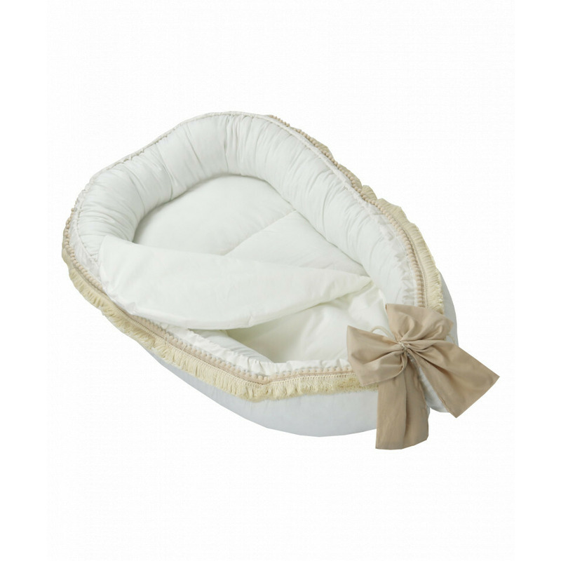 Babynest pentru copii, 86 x 50 cm, Koell, Boho Cream, cu Ciucuri Scurti, cu Saltea suplimentara Babynest pentru copii, 86 x 50 cm, Koell, Boho Cream, cu Ciucuri Scurti, cu Saltea suplimentara