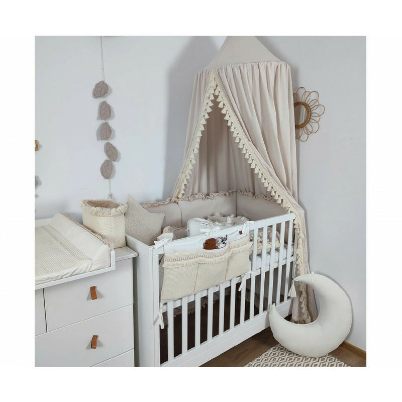 Baldachin din Bumbac Cambric cu Suport metalic de agatat de tavan, pentru patut copii / loc de joaca, Koell, Boho Maxi, Nisip Baldachin din Bumbac Cambric cu Suport metalic de agatat de tavan, pentru patut copii / loc de joaca, Koell, Boho Maxi, Nisip