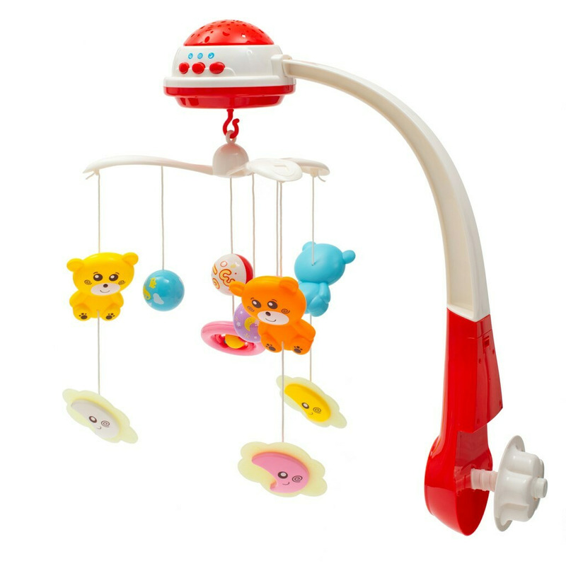 Carusel muzical, BabyMix, Pentru patut bebelusi, Cu proiectii, Cu melodii si sunete ale naturii, Cu 11 jucarii, Red Carusel muzical, BabyMix, Pentru patut bebelusi, Cu proiectii, Cu melodii si sunete ale naturii, Cu 11 jucarii, Red