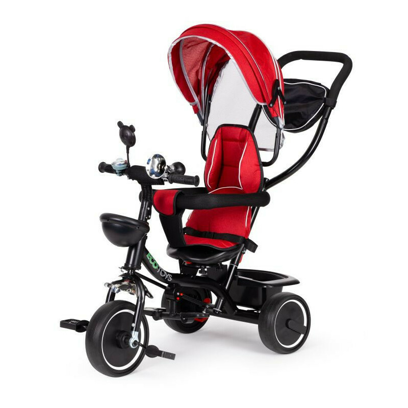 Tricicleta copii, cu sezut rotativ, mini geanta, multi stage, Ecotoys, rosie Tricicleta copii, cu sezut rotativ, mini geanta, multi stage, Ecotoys, rosie