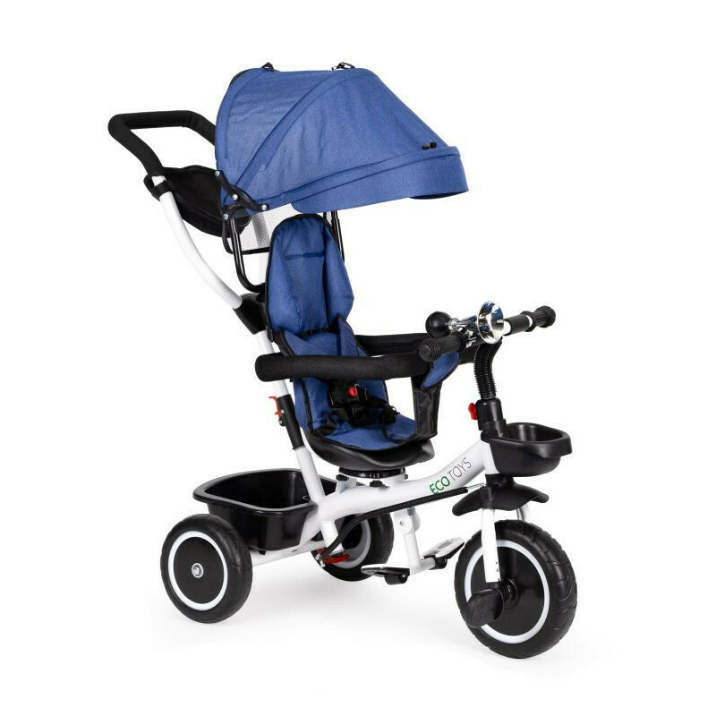 Tricicleta copii, Ecotoys, cu scaun rotativ, control parental, Albastra Tricicleta copii, Ecotoys, cu scaun rotativ, control parental, Albastra