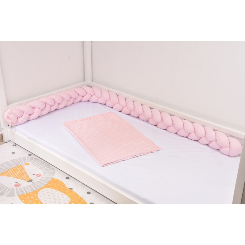 Aparatori impletite bumbac 100% culoare roz pentru pat casuta 290 cm Aparatori impletite bumbac 100% culoare roz pentru pat casuta 290 cm