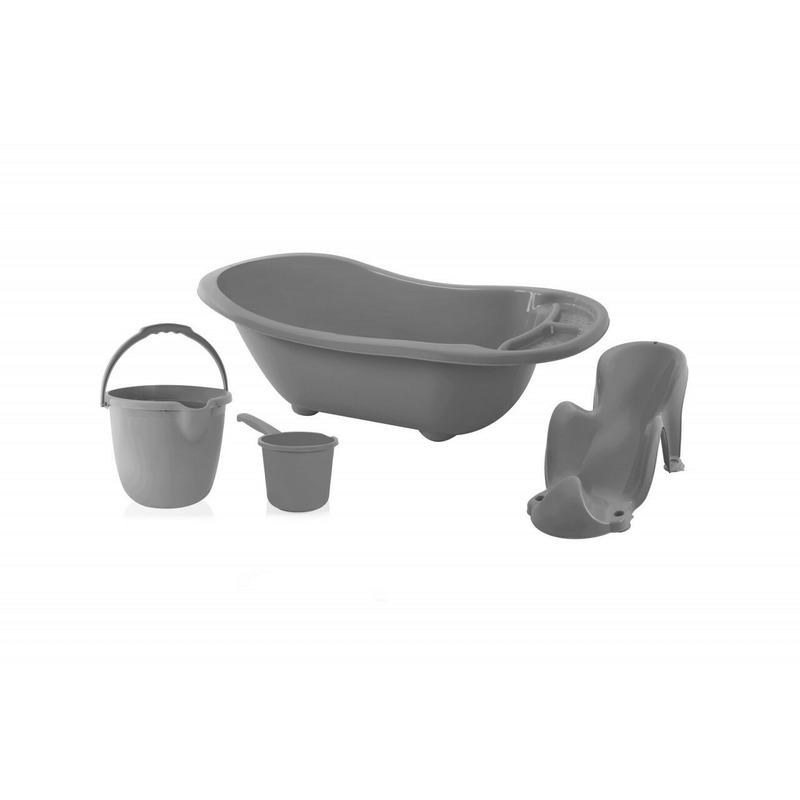 Set cadita de baie pentru bebelusi cu 4 piese, BabyJem (Culoare: Gri) Set cadita de baie pentru bebelusi cu 4 piese, BabyJem (Culoare: Gri)