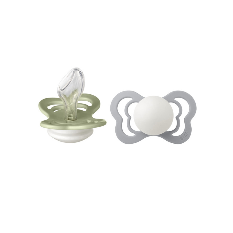 Bibs - Set 2 suzete Fosforencente Couture GLOW Silicon, tetina anatomica, 6 luni +-Sage/Cloud Bibs - Set 2 suzete Fosforencente Couture GLOW Silicon, tetina anatomica, 6 luni +-Sage/Cloud
