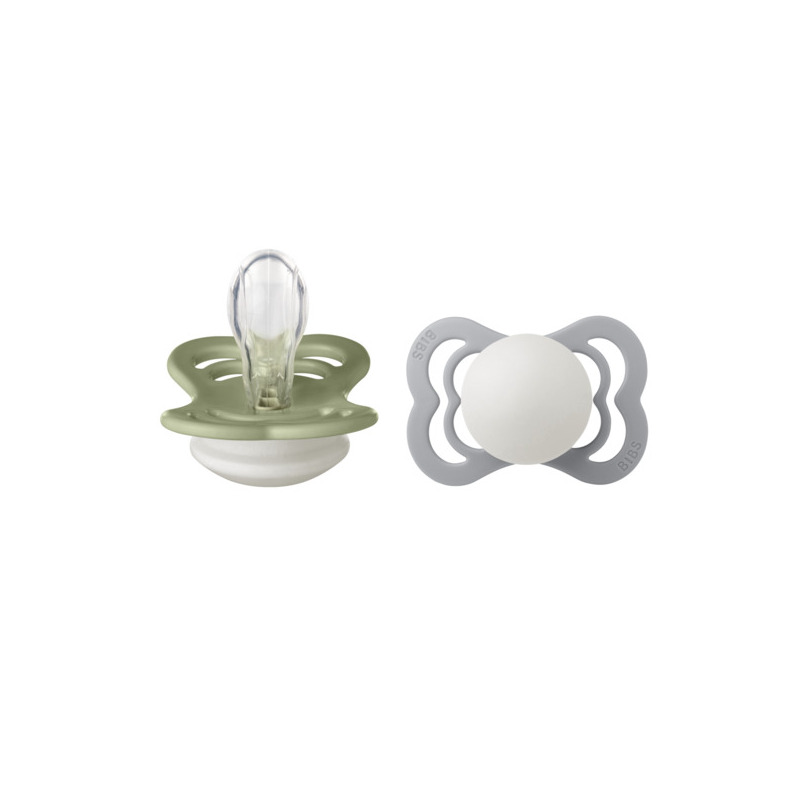 BIBS - Set 2 suzete Supreme Fosforescente GLOW Silicon, tetina simetrica, 0 luni +-Sage/Cloud BIBS - Set 2 suzete Supreme Fosforescente GLOW Silicon, tetina simetrica, 0 luni +-Sage/Cloud