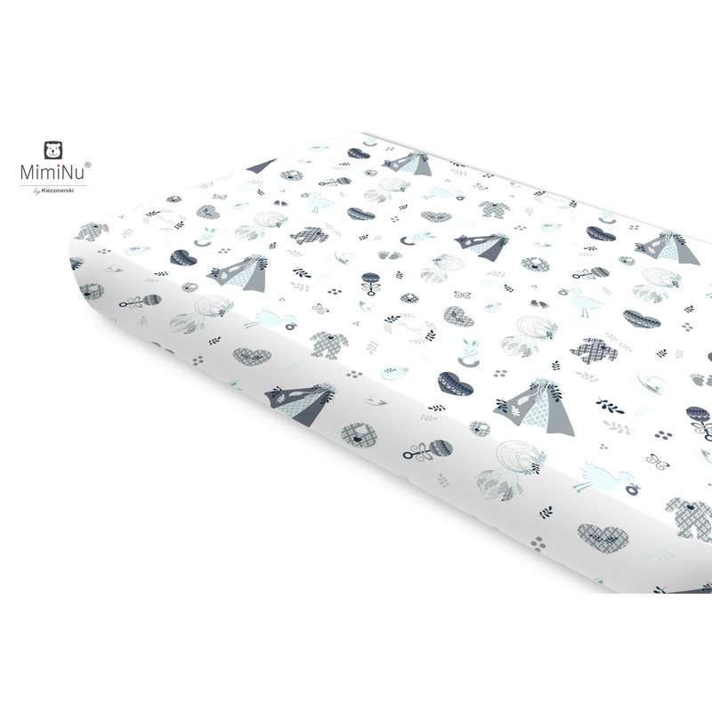 Cearceaf cu elastic, MimiNu, Pentru pat 160x80 cm, Din bumbac certificat Oeko Tex Standard 100, Baby Shower Blue Cearceaf cu elastic, MimiNu, Pentru pat 160x80 cm, Din bumbac certificat Oeko Tex Standard 100, Baby Shower Blue