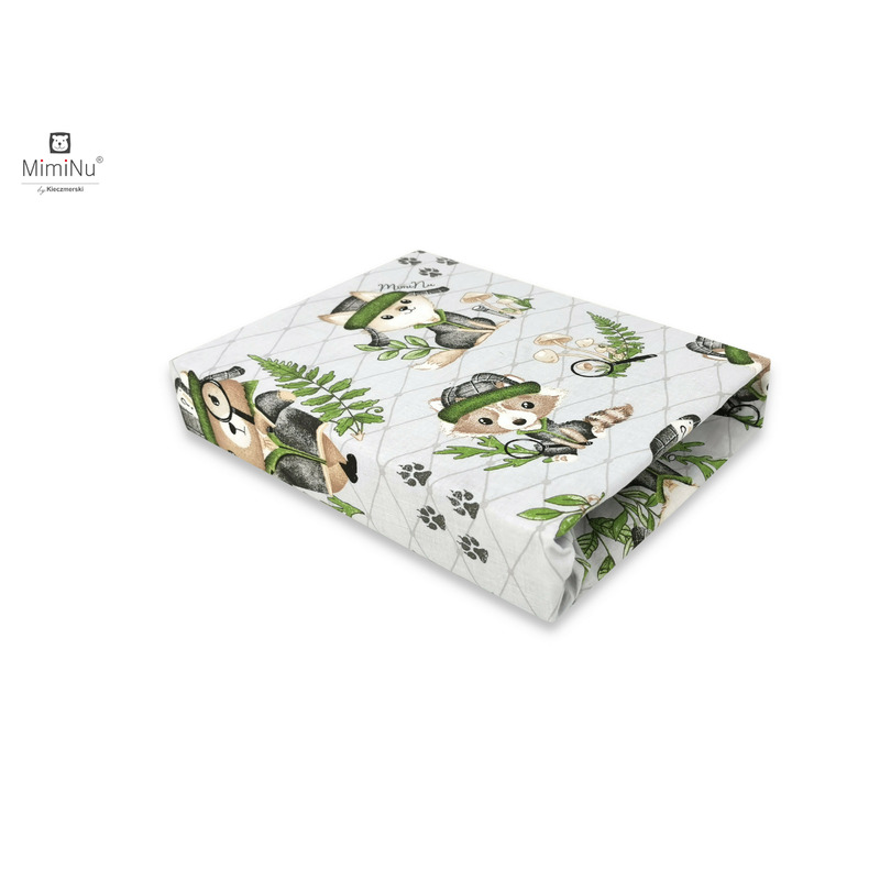 Cearceaf cu elastic, MimiNu, Pentru patut 140X70 cm, Din bumbac certificat Oeko Tex Standard 100, Design, Detective Natural Cearceaf cu elastic, MimiNu, Pentru patut 140X70 cm, Din bumbac certificat Oeko Tex Standard 100, Design, Detective Natural