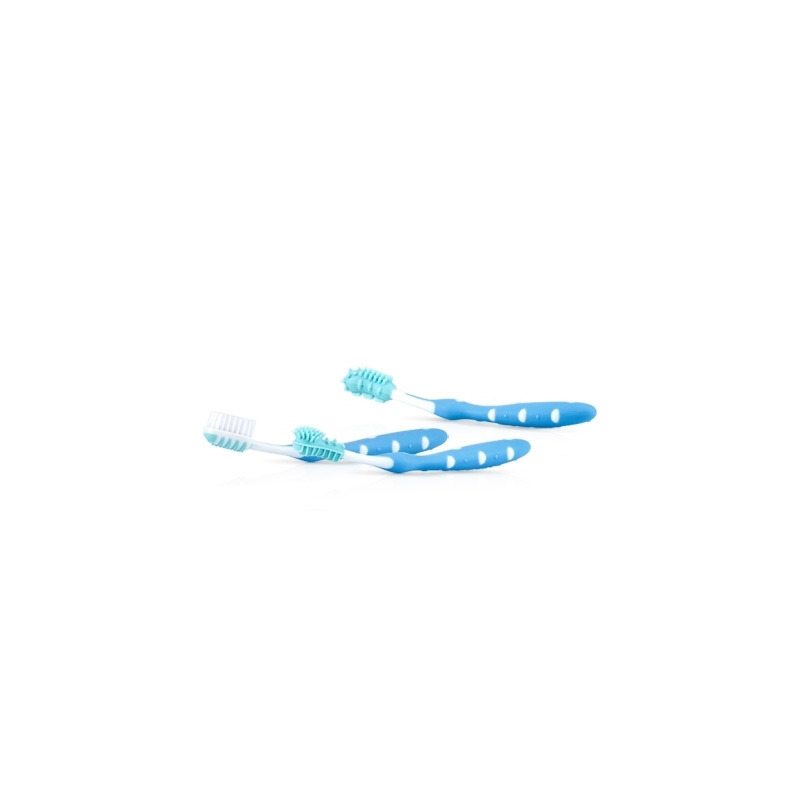 Set periute de dinti, Nuby, Pentru copii, Non-toxice, Utilizare indelungata: 3-12 luni+, 3 bucati, Albastru Set periute de dinti, Nuby, Pentru copii, Non-toxice, Utilizare indelungata: 3-12 luni+, 3 bucati, Albastru