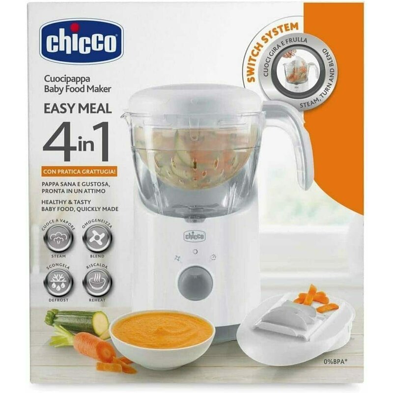 Aparat de gatit, Chicco, Multifunctional, Cu aburi, 4 in 1, 500 W, Fara BPA, Easy Meal, Alb Aparat de gatit, Chicco, Multifunctional, Cu aburi, 4 in 1, 500 W, Fara BPA, Easy Meal, Alb