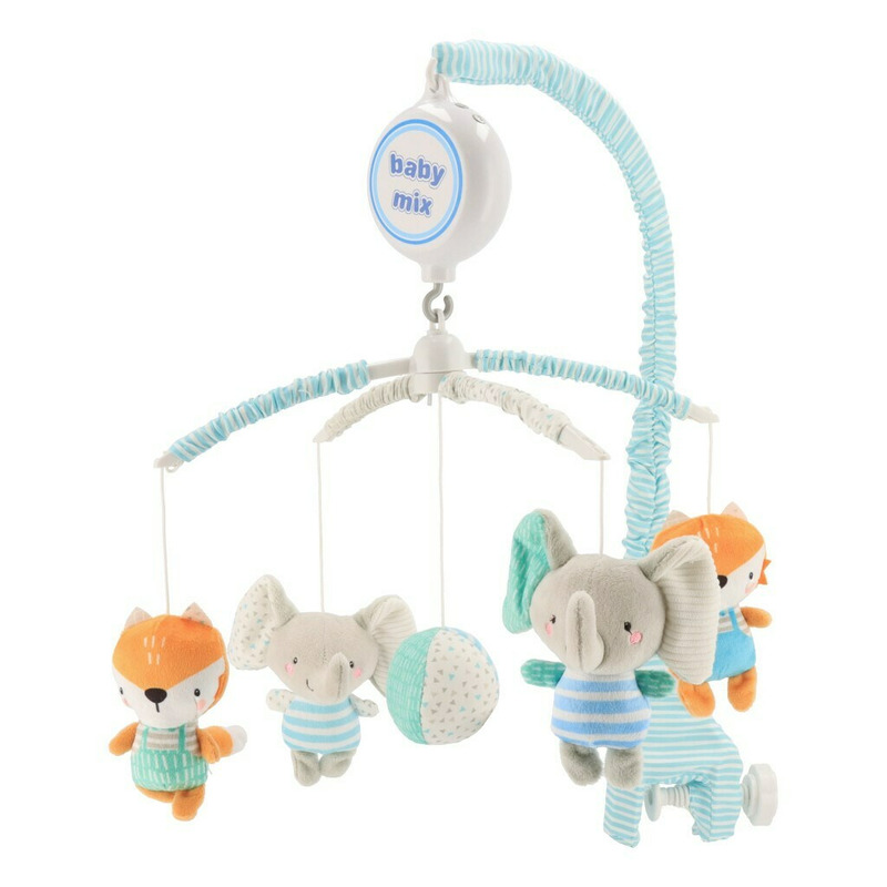 Carusel muzical, BabyMix, Pentru patut, Cu 5 jucarii din plus, Elephants and foxes Carusel muzical, BabyMix, Pentru patut, Cu 5 jucarii din plus, Elephants and foxes