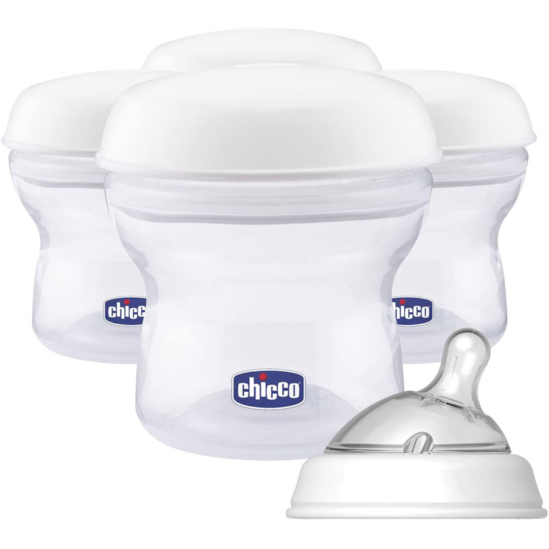Set 4 recipiente depozitare lapte, Chicco, Multifunctionale, Include o tetina, autocolante si capace pentru pastrarea sigura a laptelui, Polipropilena, Fara BPA, 150 ml, 0 luni+, Alb Set 4 recipiente depozitare lapte, Chicco, Multifunctionale, Include o tetina, autocolante si capace pentru pastrarea sigura a laptelui, Polipropilena, Fara BPA, 150 ml, 0 luni+, Alb