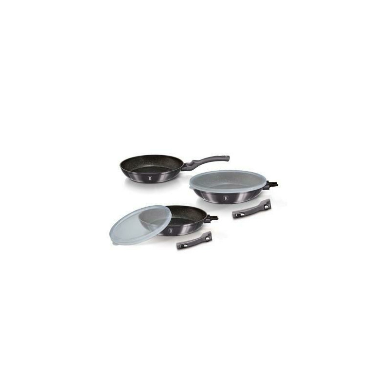 Set de tigai, 5 piese, cu maner detasabil si capac plastic, Carbon Pro Edition, Berlinger Haus, BH/7055 Set de tigai, 5 piese, cu maner detasabil si capac plastic, Carbon Pro Edition, Berlinger Haus, BH/7055