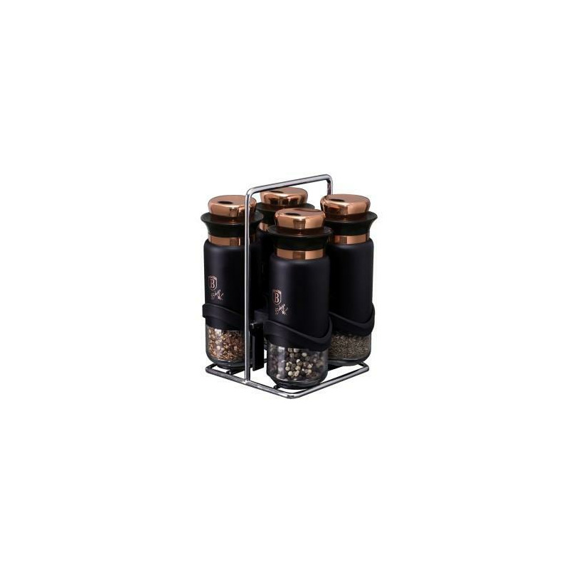 Set recipiente pentru condimente, 5 piese, Black Rose Lux, Berlinger Haus, BH 1999 Set recipiente pentru condimente, 5 piese, Black Rose Lux, Berlinger Haus, BH 1999