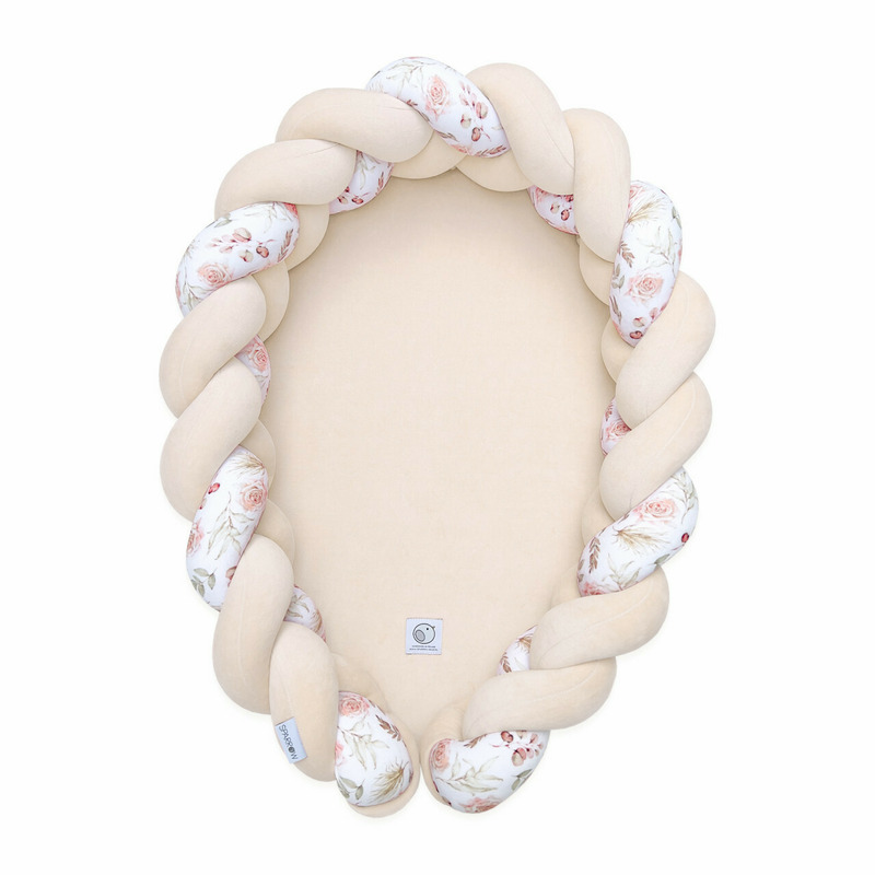 Babynest 2in1 pentru copii, cu margini impletite, din bumbac catifelat, Sparrow Velvet, Almond Flowers Babynest 2in1 pentru copii, cu margini impletite, din bumbac catifelat, Sparrow Velvet, Almond Flowers