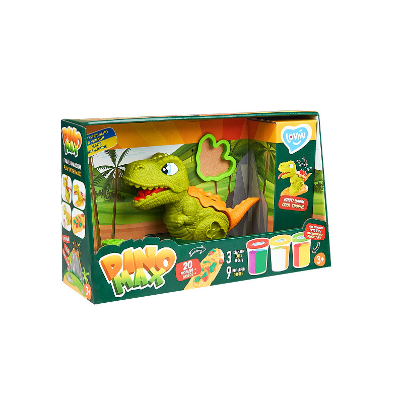 Set plastilina, accesorii si jucarie pentru modelaj Lovin - Dino Max Set plastilina, accesorii si jucarie pentru modelaj Lovin - Dino Max
