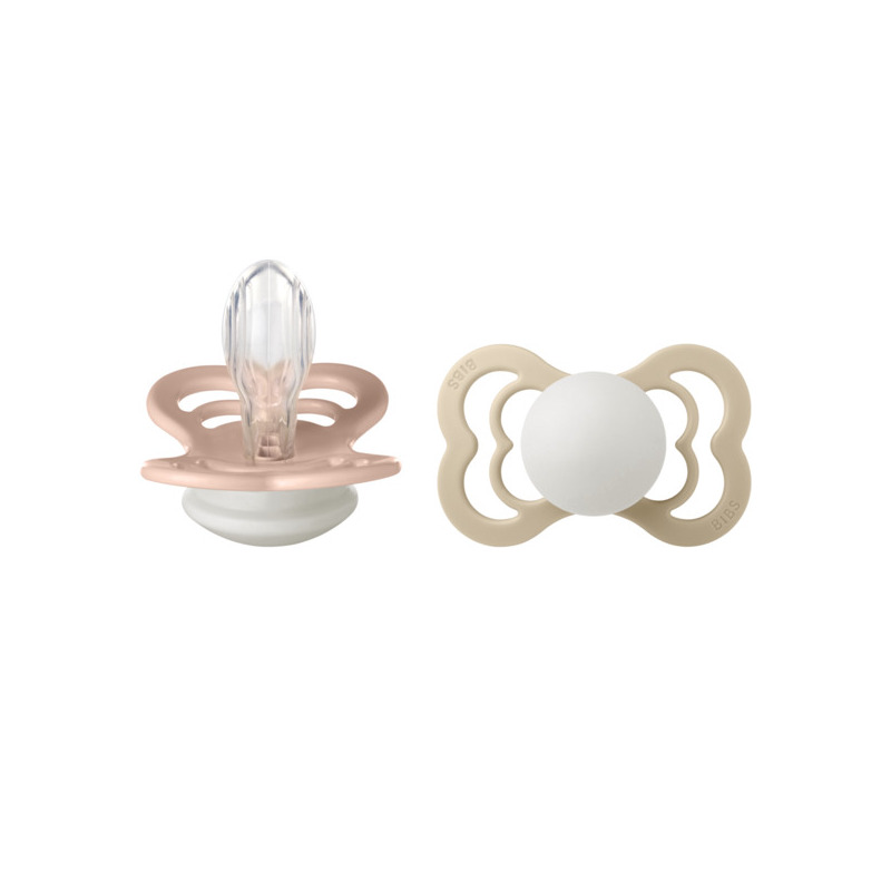 BIBS - Set 2 suzete Supreme Fosforescente GLOW Silicon, tetina simetrica, 6 luni +-Blush/Vanilla BIBS - Set 2 suzete Supreme Fosforescente GLOW Silicon, tetina simetrica, 6 luni +-Blush/Vanilla