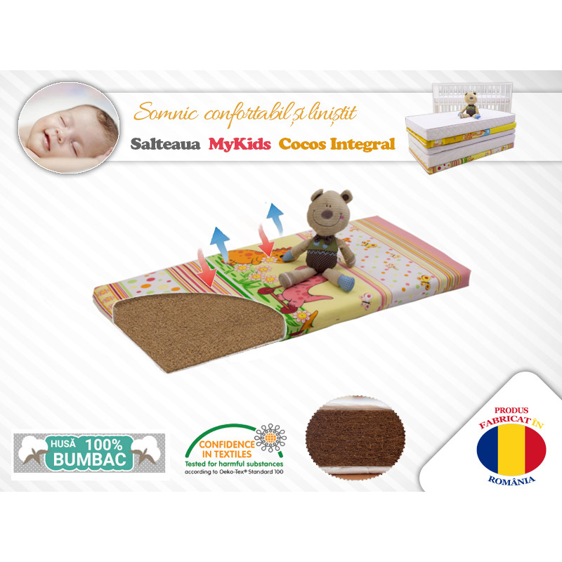 Saltea MyKids Fibra De Cocos Integral 120x60x06 Husa Bumbac Imprimat Saltea MyKids Fibra De Cocos Integral 120x60x06 Husa Bumbac Imprimat