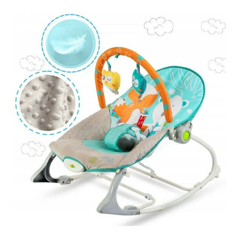 Balansoar pentru copii, cu vibratii, 2 trepte de inclinare, bara de jucarii, Ricokids, Blue / Orange Balansoar pentru copii, cu vibratii, 2 trepte de inclinare, bara de jucarii, Ricokids, Blue / Orange